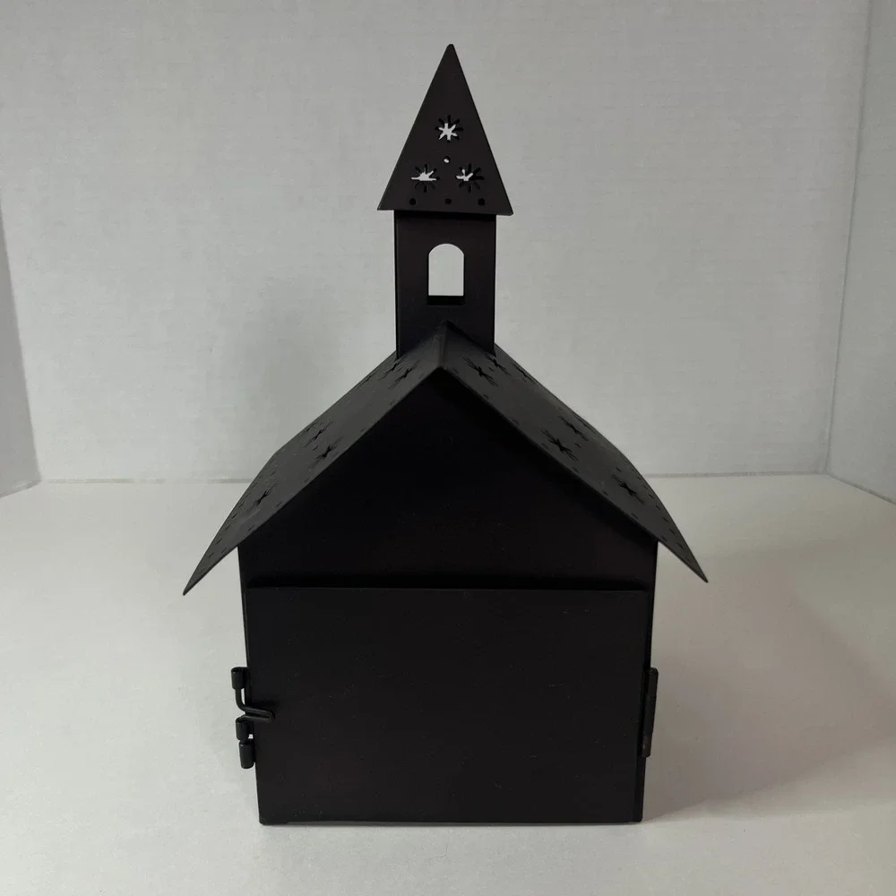 Vtg 2003 Target Woodland Elegance Metal Church Candle Holder Dark Brown Luminary